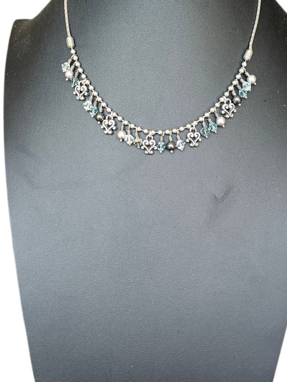 Brighton Necklace Crystal Aqua And Pearls